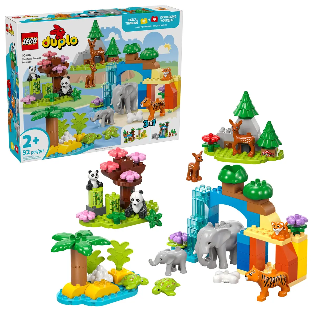 LEGO DUPLO Town 3 in 1 Wild Animal Families Building Toy Playset | Preschool Learning & Educational Toy for Toddlers, Ages 2+ - main product image