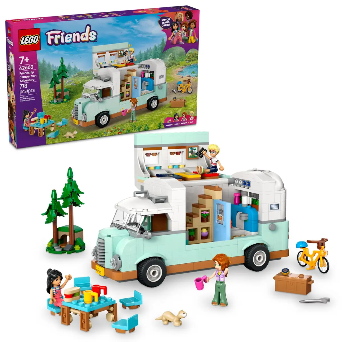 LEGO Friends Friendship Camper Van Adventure Toy Building Set - Pretend Play Set for Kids, Girls and Boys, Ages 7+ - main product image