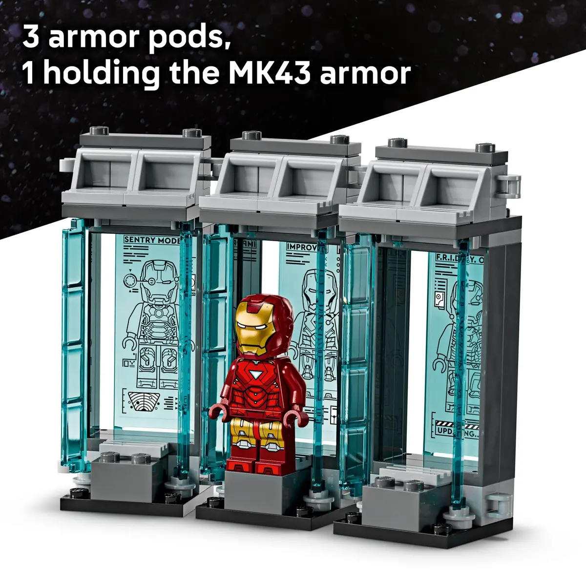 LEGO Marvel Iron Man’s Laboratory: Hall of Armor Building Toy - Marvel Superhero Toy for Kids, Boys and Girls, Ages 8+ | Minifigures & Mech - view 3