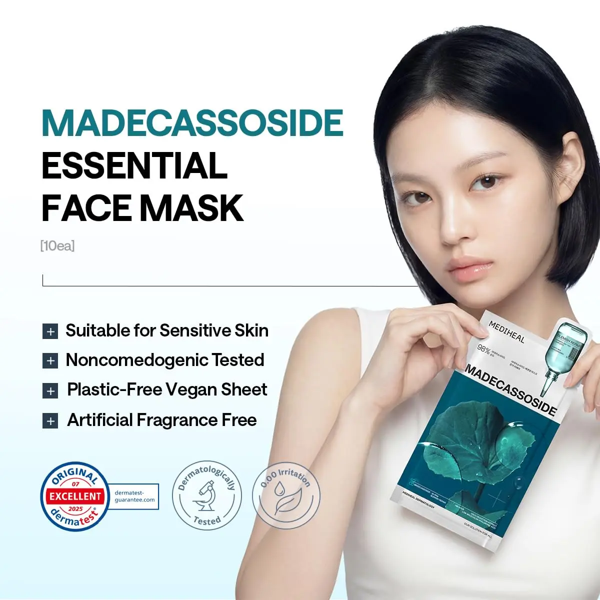 MEDIHEAL Madecassoside Essential Face Sheet Mask 10 Count (240 ml) | Blemish Repair for Redness-Prone Skin - view 3