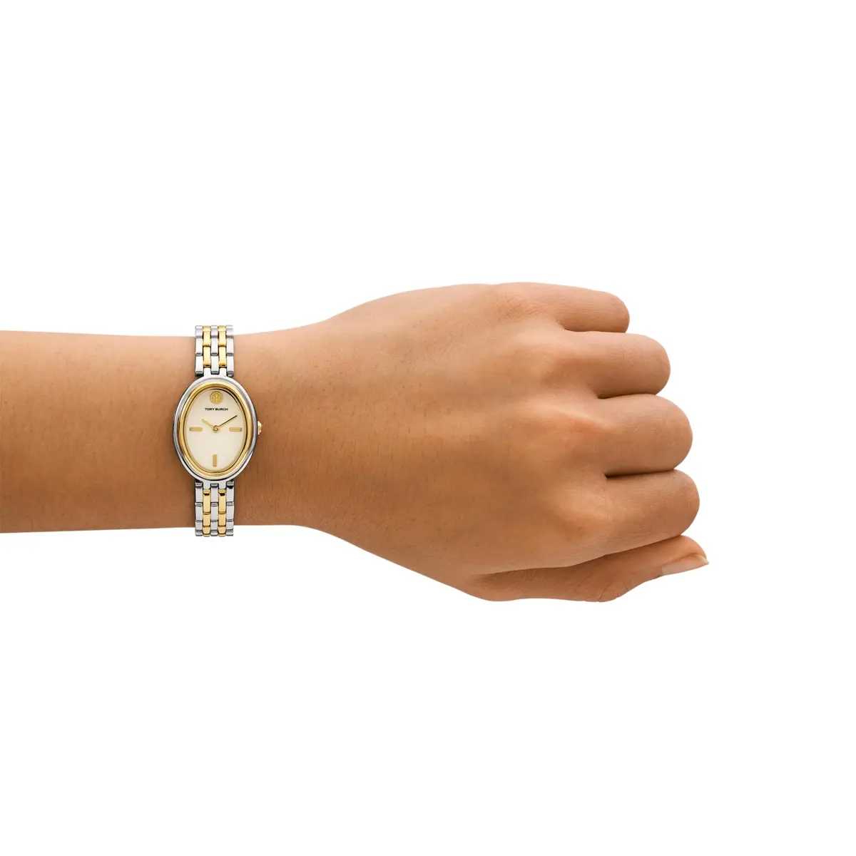 Tory Burch Women's Oval Two-Tone Stainless Steel Bracelet Watch (Model: TBW6033) | Elegant, feminine design for daily or formal wear - view 4