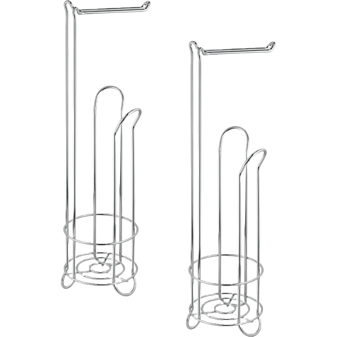PowerTRC 2 Set of Toilet Paper Holder Stand and Tissue Dispenser | Chrome Metal, Holds 4 Mega Rolls, Free Standing Bathroom Storage - main product image
