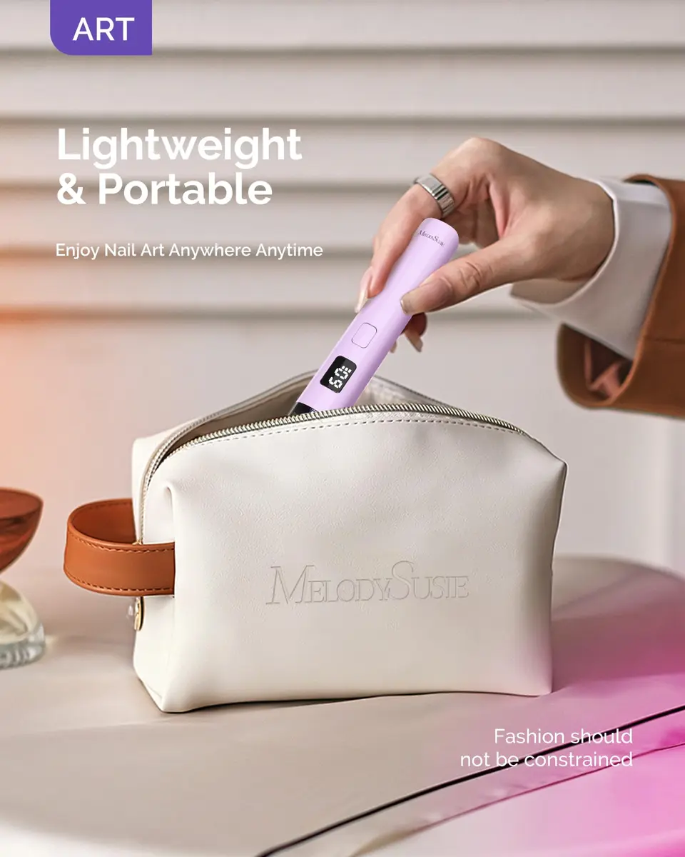 MelodySusie Handheld Flash Cure Nail Lamp P-ART01R | Cordless, UV LED, 20s/60s Timer, 90 Min Battery, Eye-Protection Cover - view 5