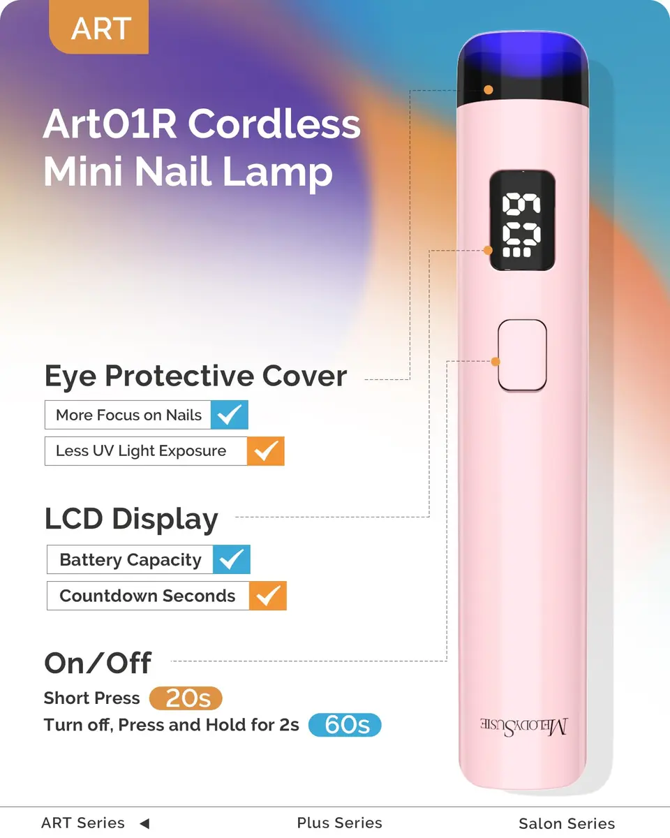 MelodySusie Handheld Flash Cure Nail Lamp P-ART01R | Cordless, Spot Cure, 20s/60s Timer, 450mAh Battery - view 2