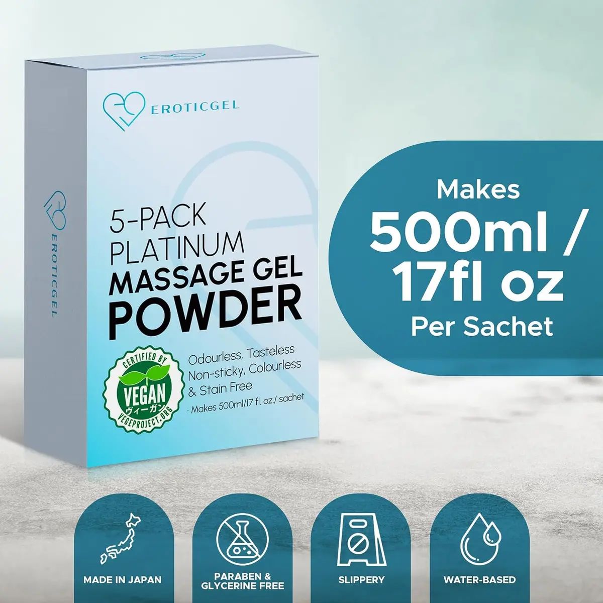 EROTICGEL Platinum Nuru Massage Gel Powder 25g (0.88 oz) | Vegan, Made in Japan, Customizable - view 4