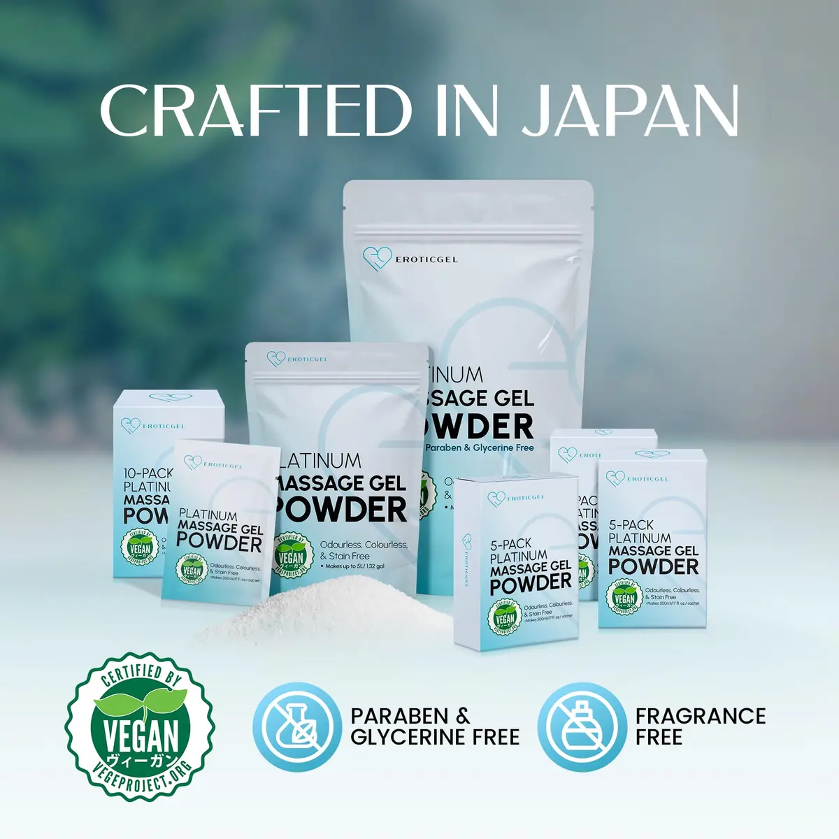 EROTICGEL Japanese Nuru Massage Gel Powder Platinum 2x5g (10g Total) | Vegan, Made in Japan, Unscented - view 6