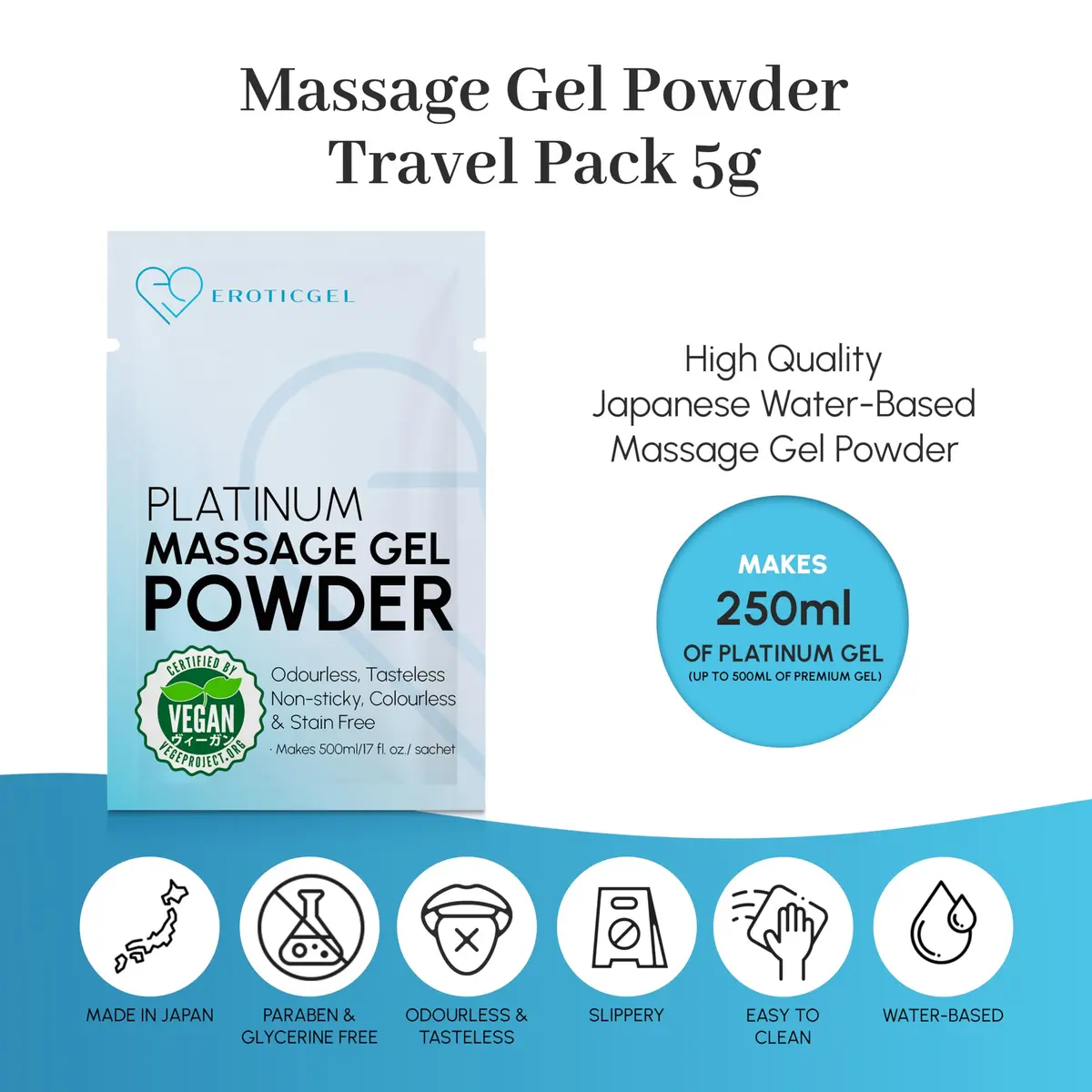 EROTICGEL Platinum Japanese Nuru Massage Gel Powder 1500ml (50.7 fl oz) | Vegan, Made in Japan, Fragrance-Free - view 3