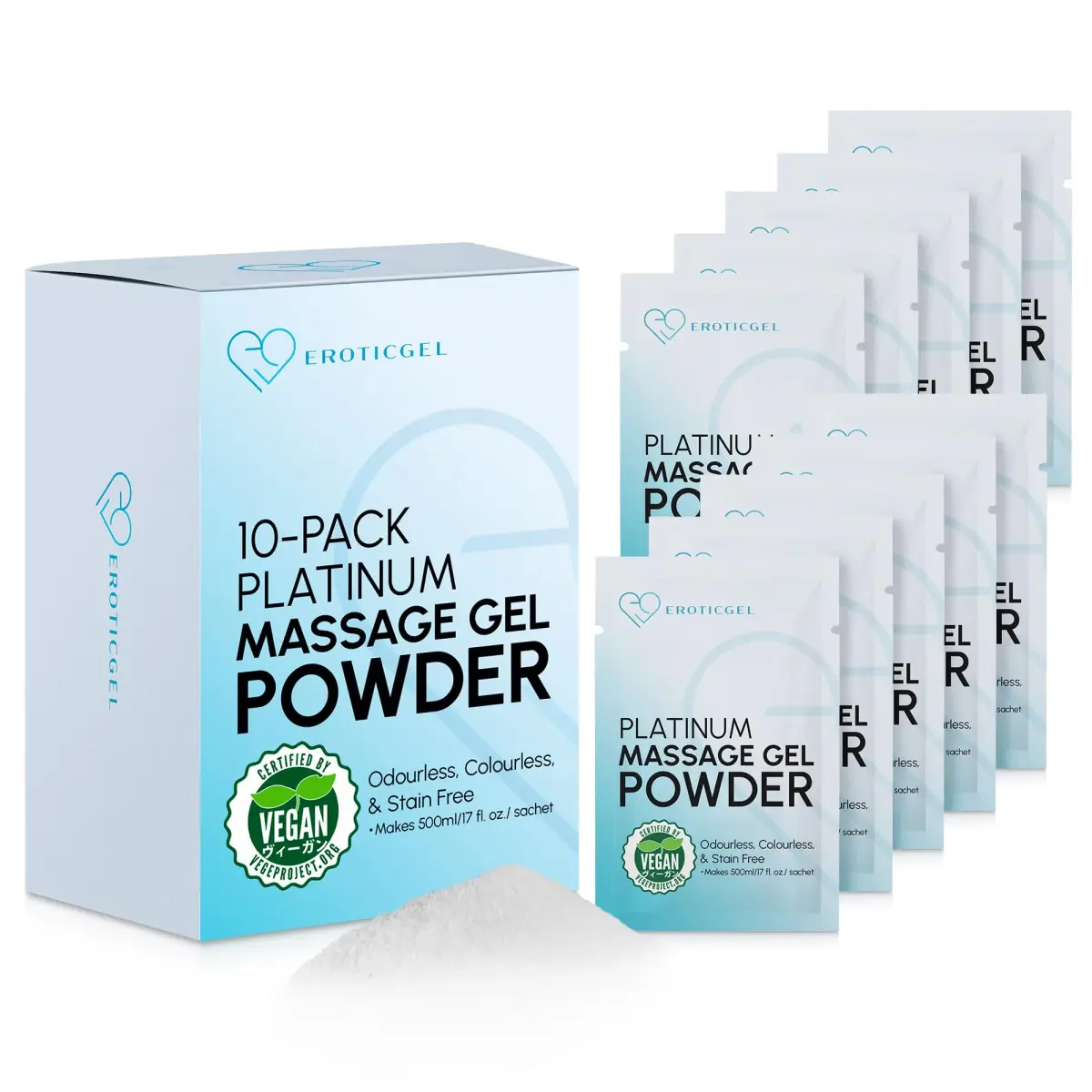 EROTICGEL Japanese Nuru Massage Gel Powder Platinum 10x5g (50g Total) | Vegan, Made in Japan, Fragrance-Free - main product image
