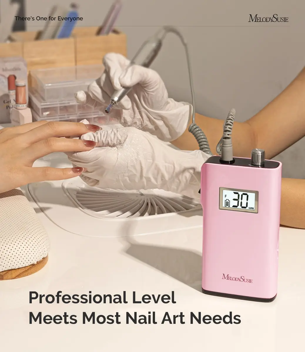MelodySusie Nail Drill SC320H Pink | Cordless, 30000RPM, LCD Display, 10-14h Battery - view 5