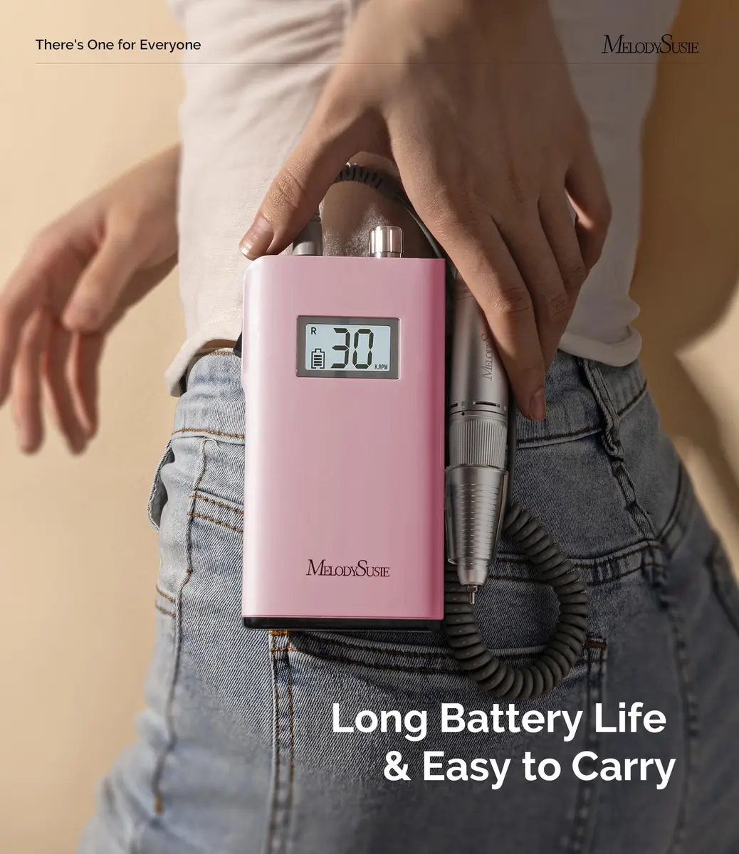 MelodySusie Nail Drill SC320H Pink | Cordless, 30000RPM, LCD Display, 10-14h Battery - view 4