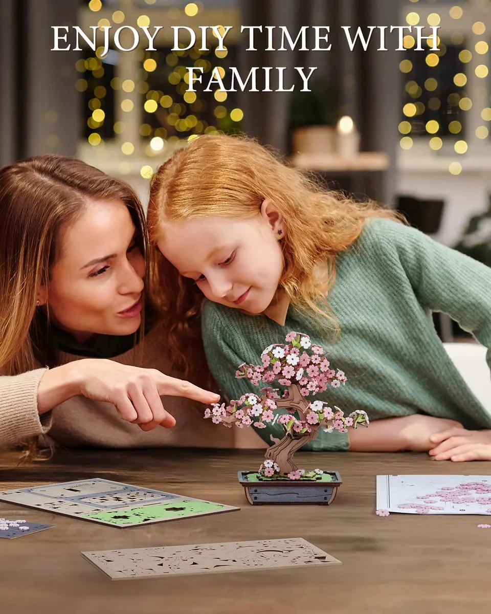 Rolife 3D Wooden Puzzle Flower for Adults | DIY Sakura Bonsai Tree | 263 Pieces - view 7