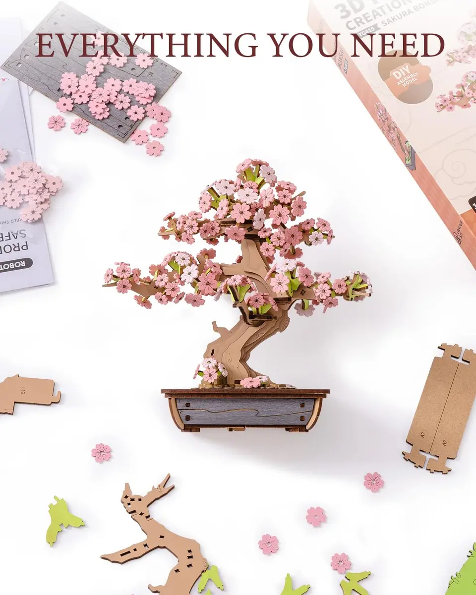Rolife 3D Wooden Puzzle Flower for Adults | DIY Sakura Bonsai Tree | 263 Pieces - view 4