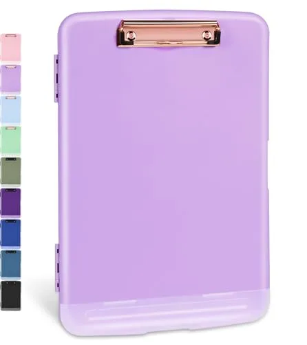 Sooez Clipboard with Storage, Light Purple With Rose Gold Clip, 8.5x11 Inch | Professional Organizer for Field Work - main product image