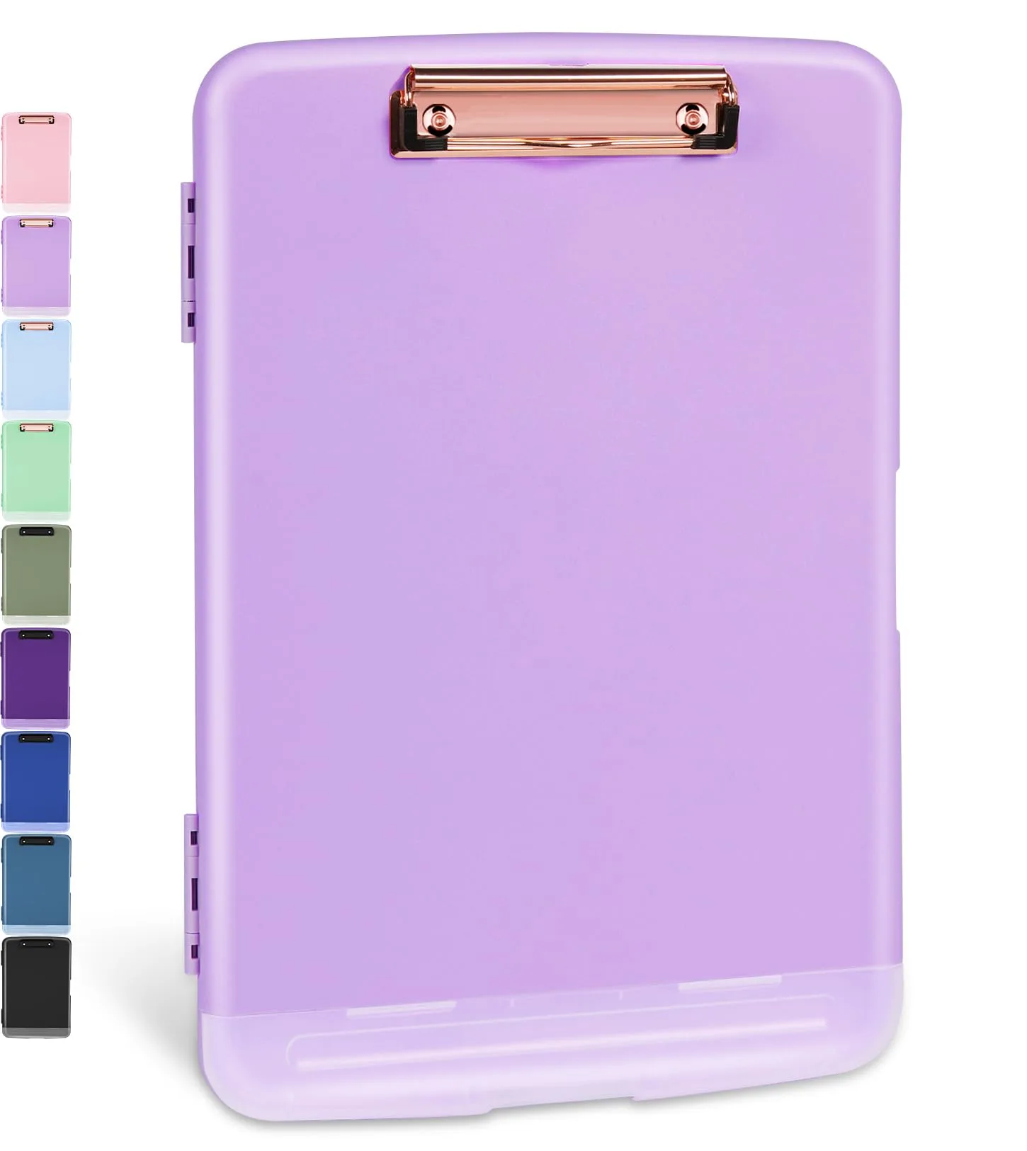 Sooez Clipboard with Storage, Light Purple With Rose Gold Clip, 8.5x11 Inch | Professional Organizer for Field Work - main product image