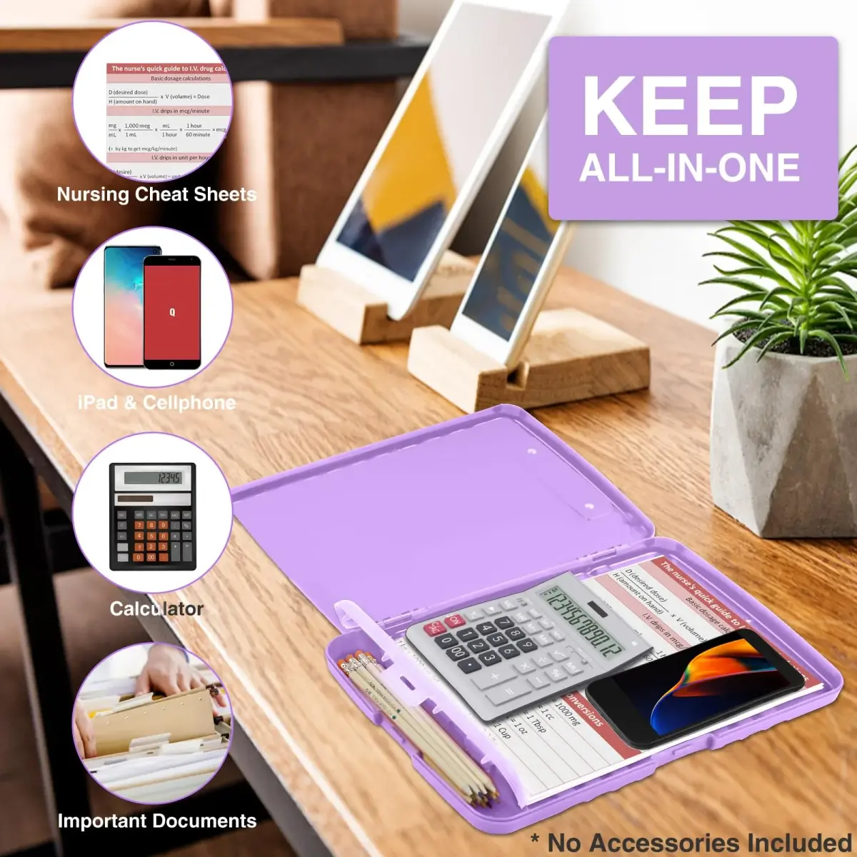 Sooez Clipboard with Storage, Light Purple With Rose Gold Clip, 8.5x11 Inch | Professional Organizer for Field Work - view 5