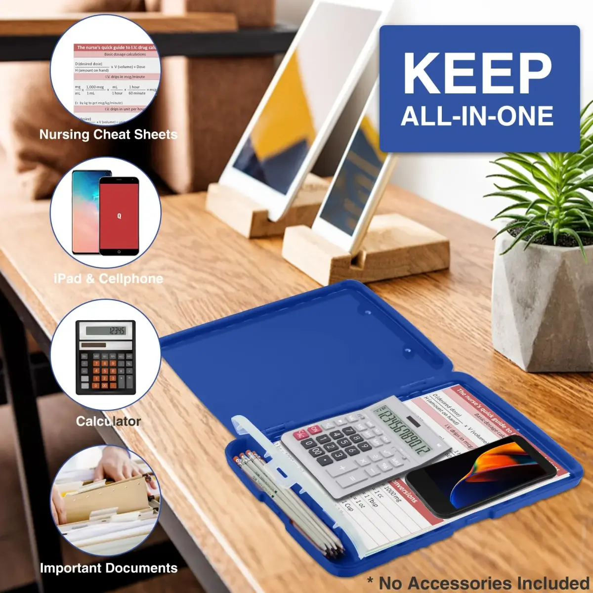 Sooez Storage Clipboard Dark Blue With Black Clip 8.5x11 Inch | High Capacity Organizer for Students & Professionals - view 5