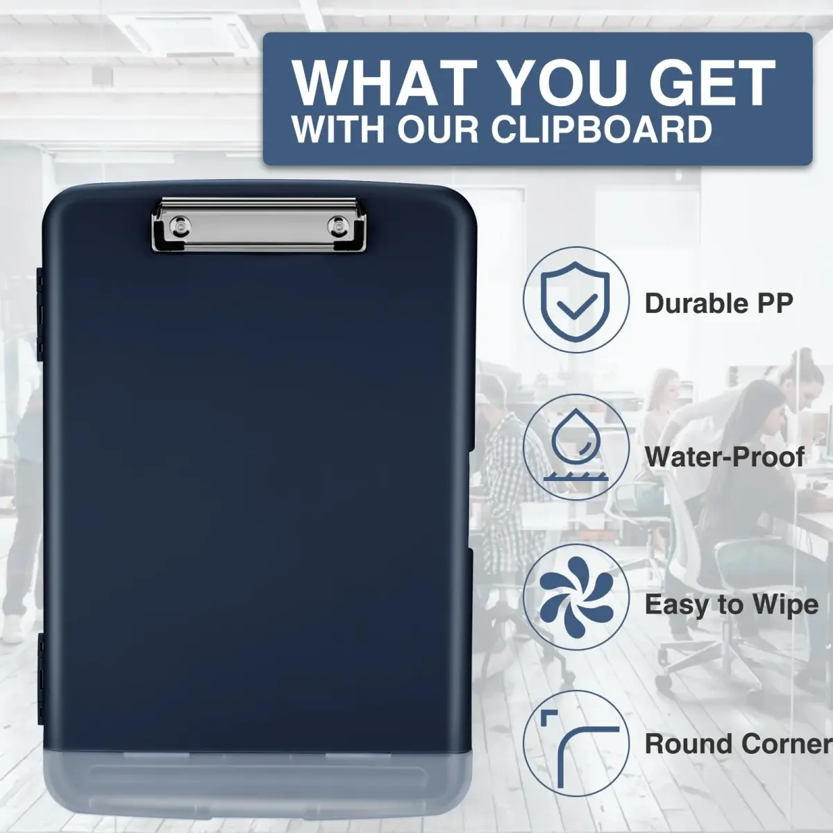 Sooez Storage Clipboard with Pen Holder 35.5 cm (14 in) | Holds 200+ Sheets & Pens - view 4