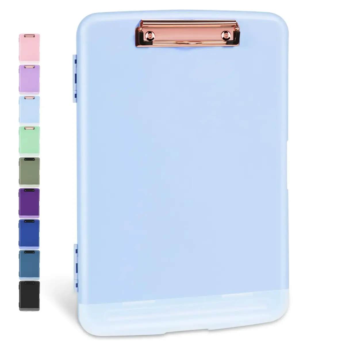 Sooez Storage Clipboard Baby Blue With Rose Gold Clip 36.8 cm (14.5 in) | High Capacity Paper Organizer - main product image