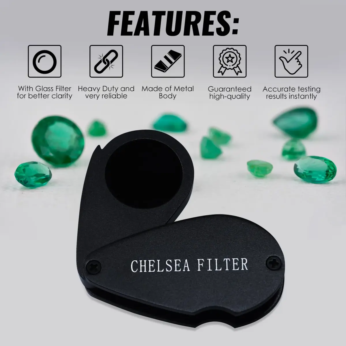 TEKCOPLUS Chelsea Filter for Gemstone Identification | Black Glass Filter for Emeralds, Rubies, Sapphires, Aquamarine (1 Unit) - view 3