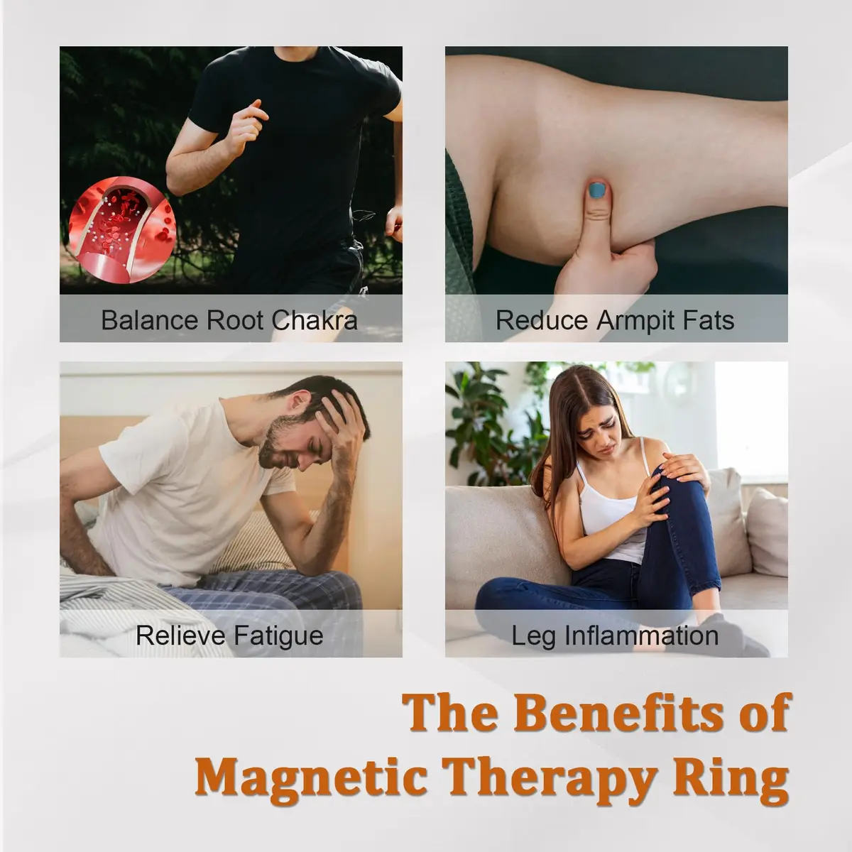Fashtour Magnetic Hematite Rings, 3 Pack Black Rings for Men & Women 6mm Wide | Root Chakra Healing & Stress Relief - view 3