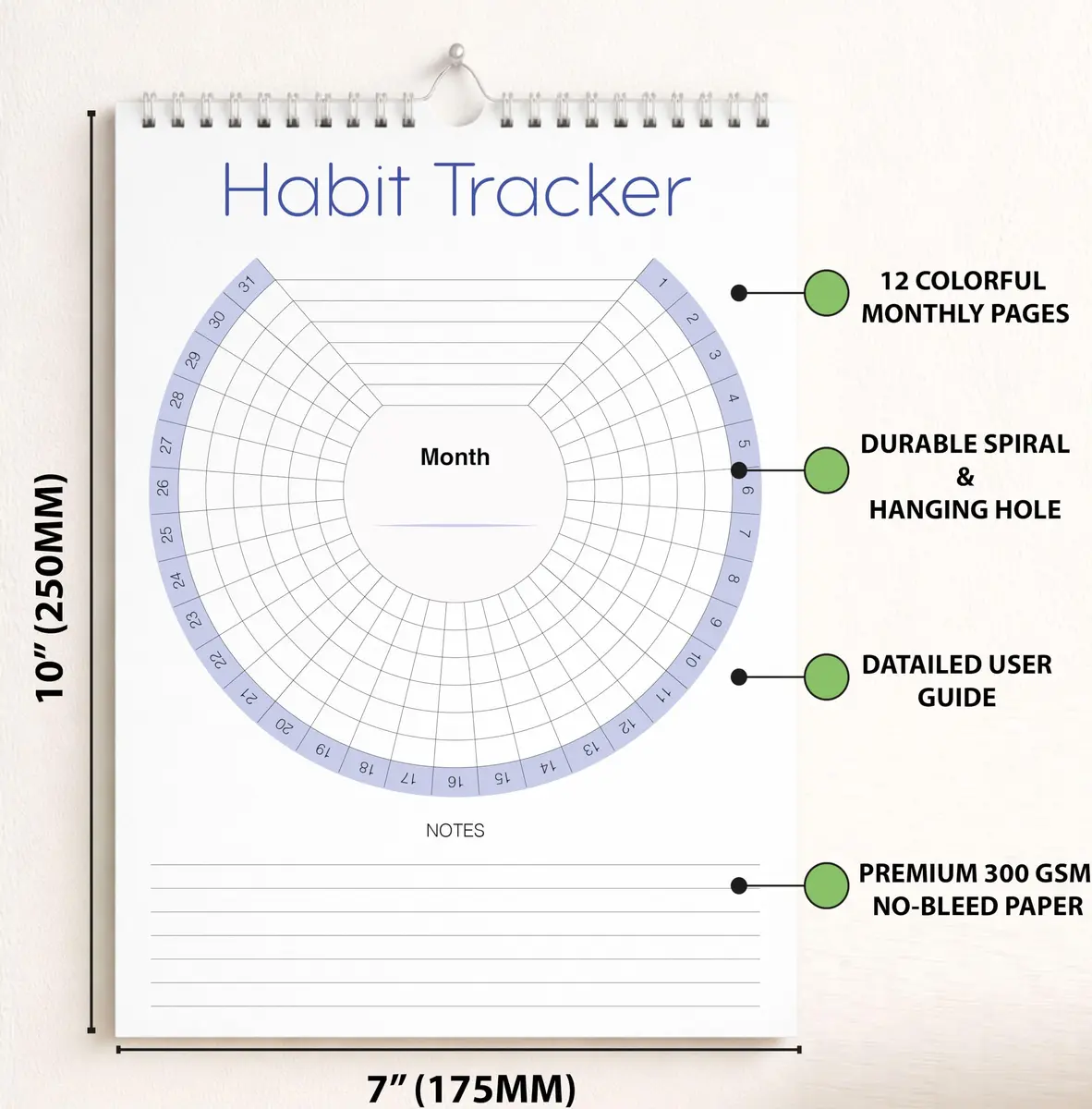 Clever Signs Habit Tracker Calendar (Undated 12 Month) with Silver Spiral Bound | Goal & Productivity Planner for Indian Users - view 4