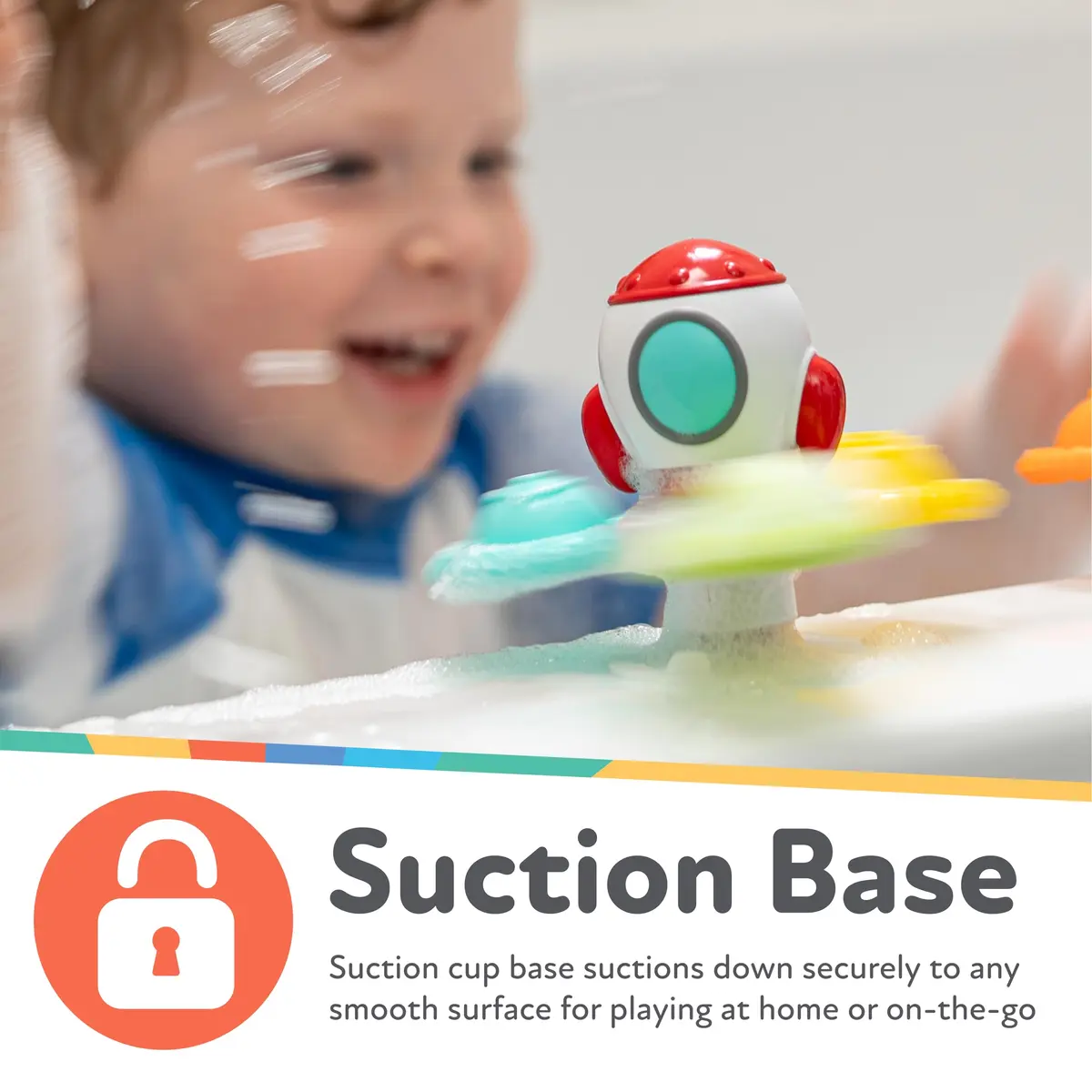 Nuby Suction Spinner Toys with Spinning Poppers – 3 Pack Baby Fidget Toys for High Chair & Bath, Space Theme, 12m+ | Bright Colors & Safe Materials - view 4
