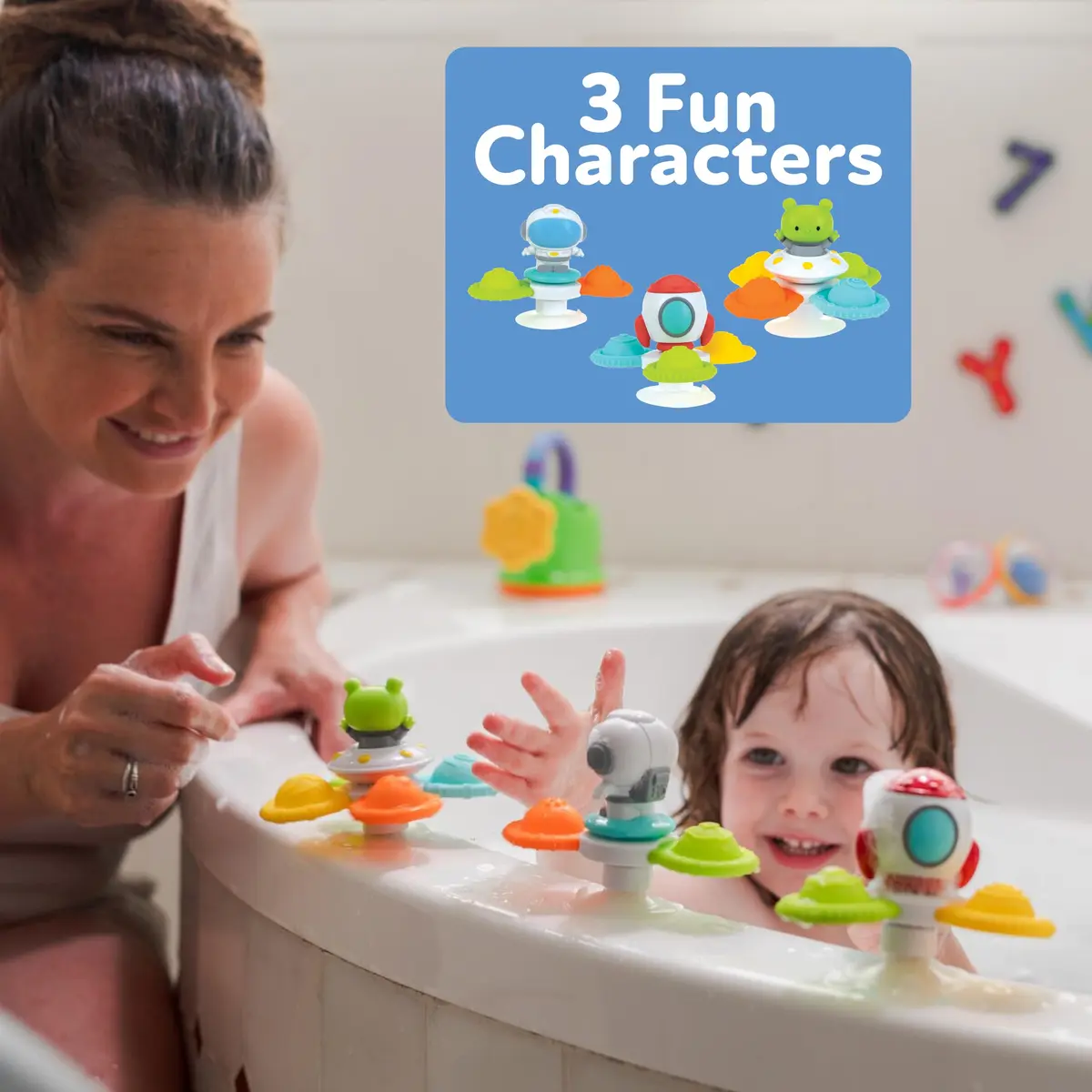 Nuby Suction Spinner Toys with Spinning Poppers – 3 Pack Baby Fidget Toys for High Chair & Bath, Space Theme, 12m+ | Bright Colors & Safe Materials - view 6
