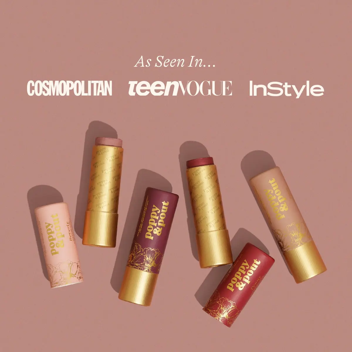 Poppy & Pout All Natural Lip Tints, 10pk | Sustainable Cardboard Tubes, Beeswax, Vitamin E, Coconut Oil (0.3oz each) - view 8