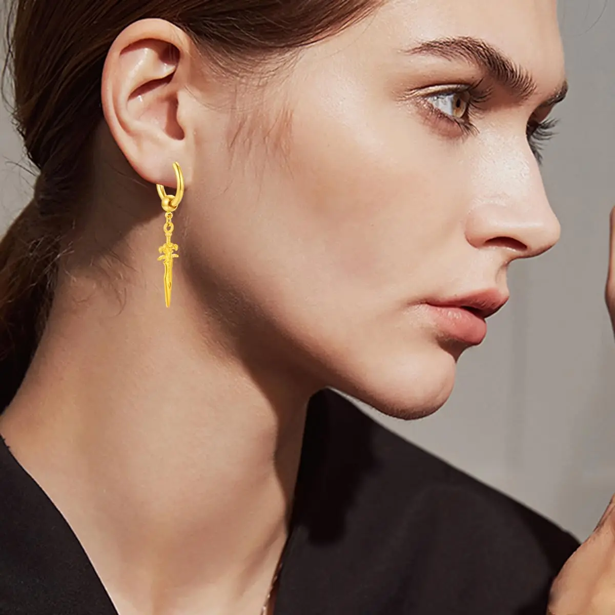 Hebelee Small Hoop Earrings for Women Men | Stainless Steel Drop & Dangle Jewelry (52mm) - view 2