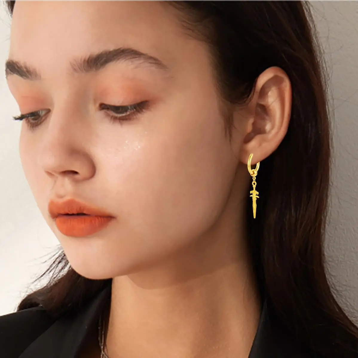 Hebelee Small Hoop Earrings for Women Men | Stainless Steel Drop & Dangle Jewelry (52mm) - view 3