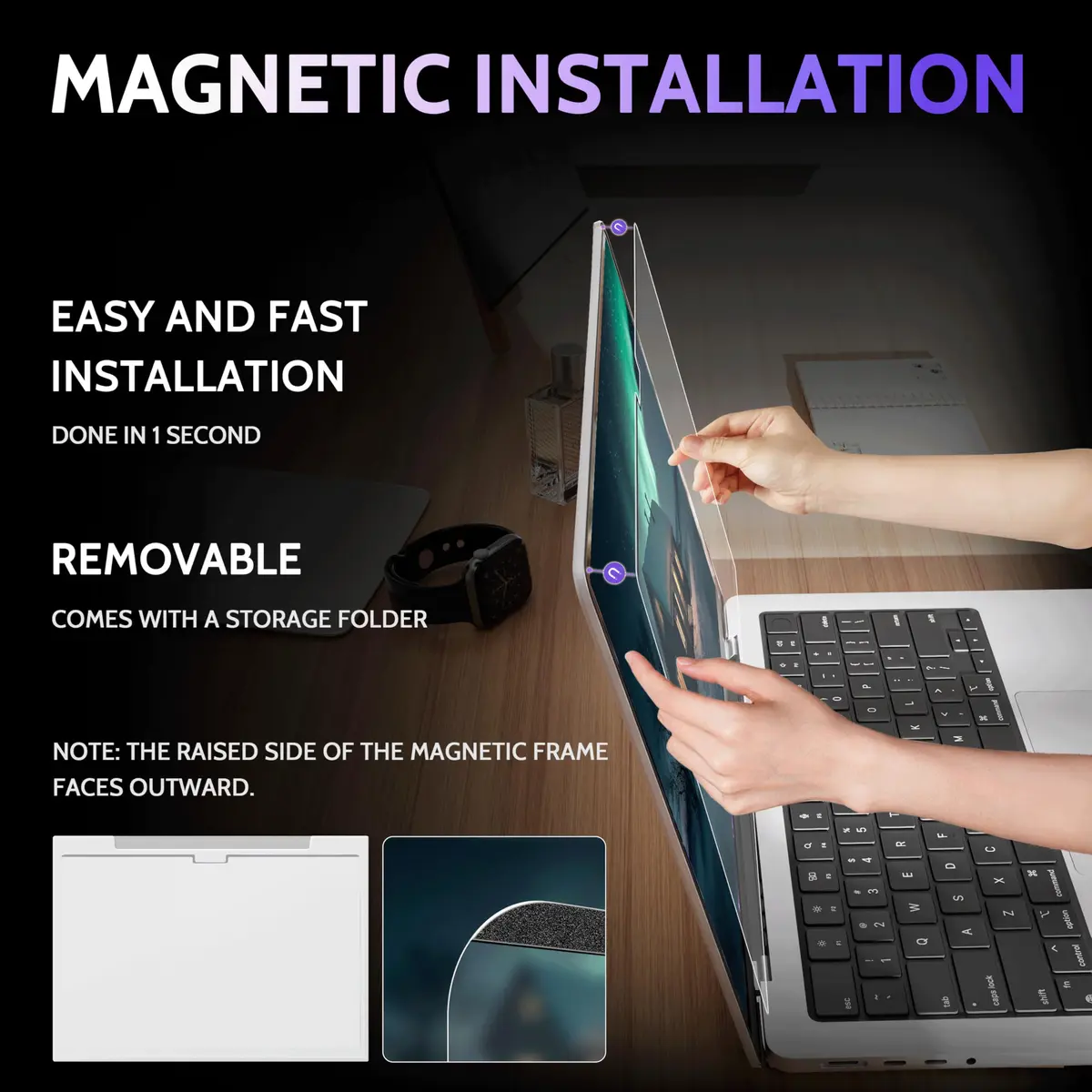 Peslv Magnetic Anti Blue Light Screen Protector for MacBook Pro 16 Inch (2021-2026, M1-M5 Chips) | Blue Light Filter, Eye Protection, Matte Finish - view 2