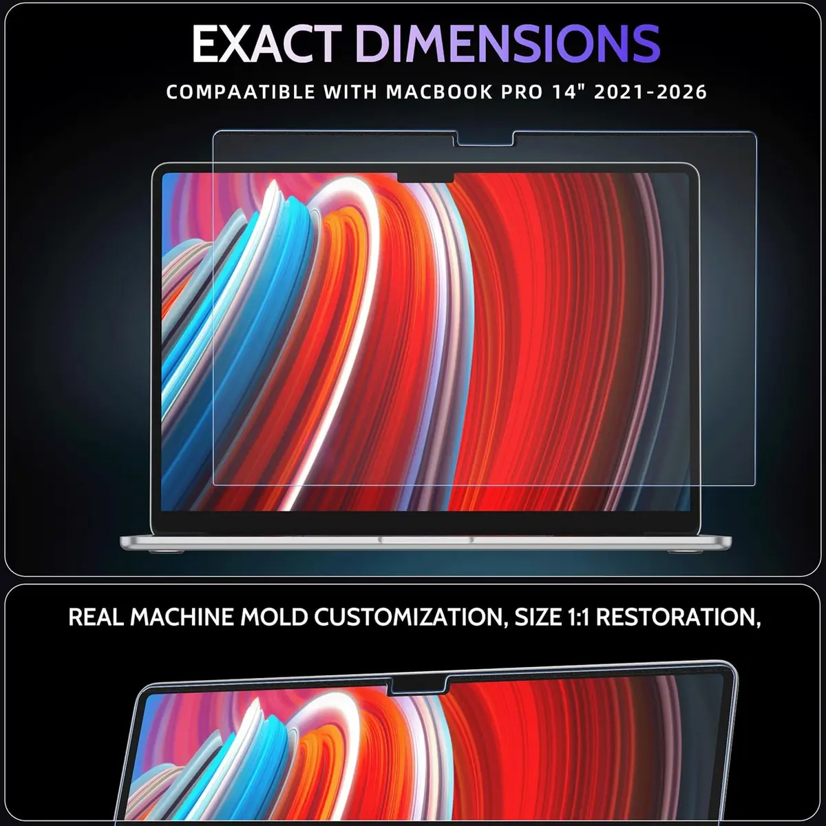Peslv Magnetic Screen Protector for MacBook Pro 14 Inch | Blue Light & Glare Filter (14.2") - view 6