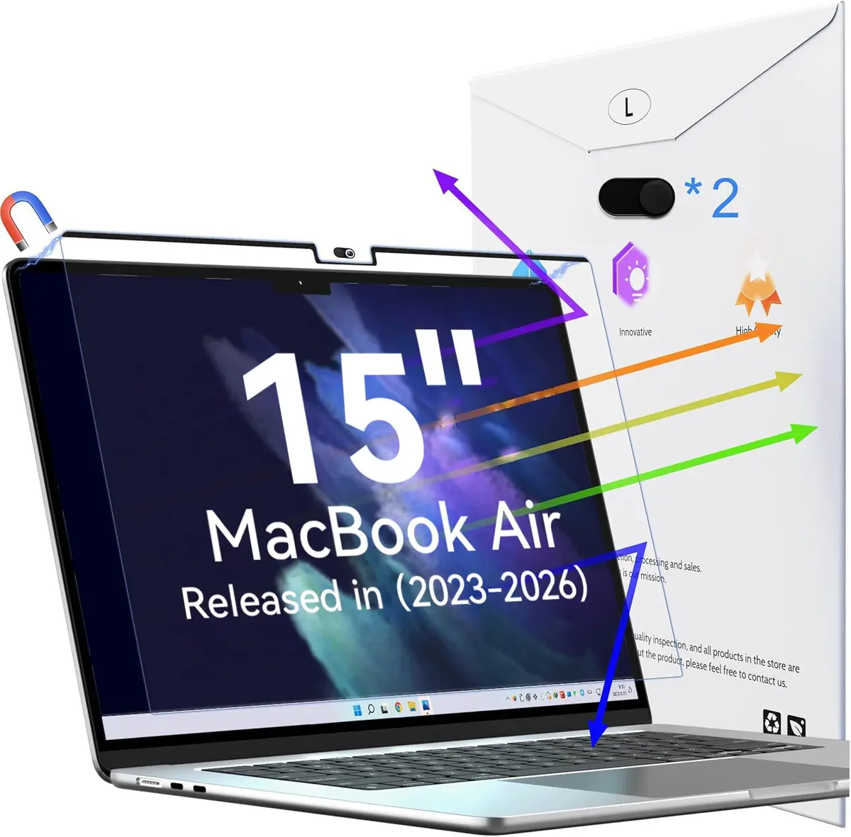 Peslv Magnetic Anti Blue Light Screen Protector for MacBook Air 15 Inch | 15-inch (2023-2026, M2-M5) - main product image