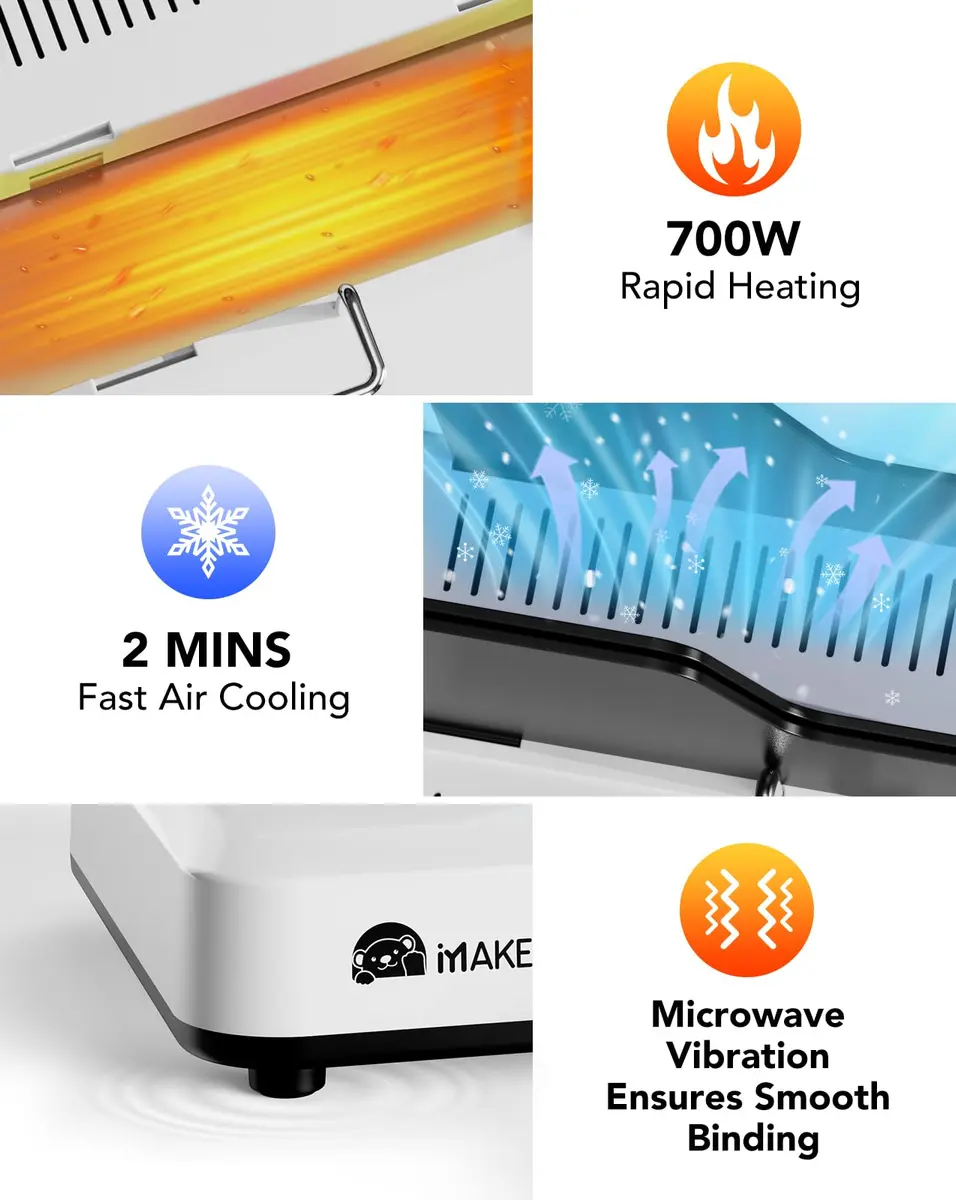 MAKEASY Thermal Binding Machine 500 Sheets | Digital Touch Panel, Air Cooling, 10 Covers - view 4