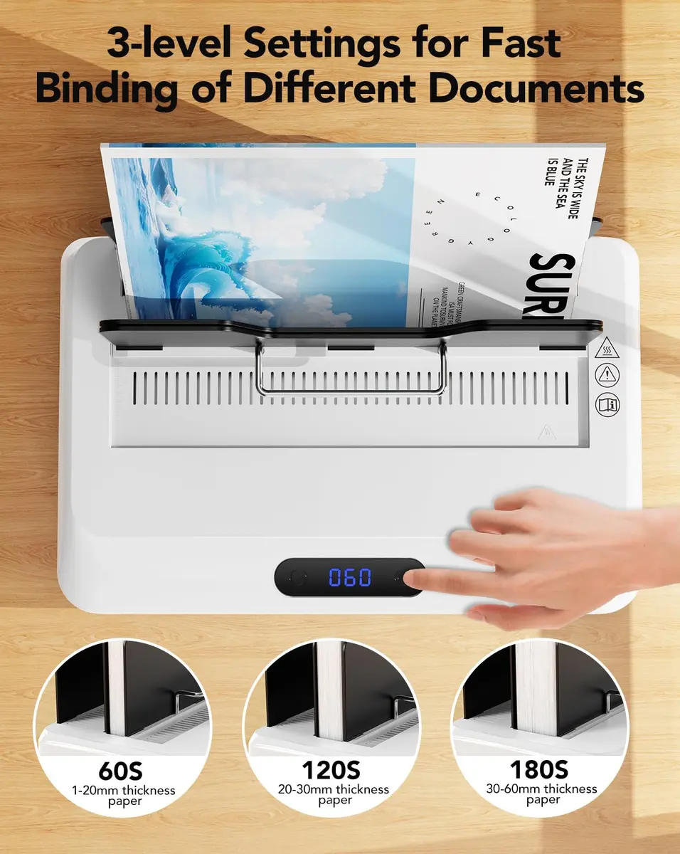 MAKEASY Thermal Binding Machine 500 Sheets | Digital Touch Panel, Air Cooling, 10 Covers - view 2