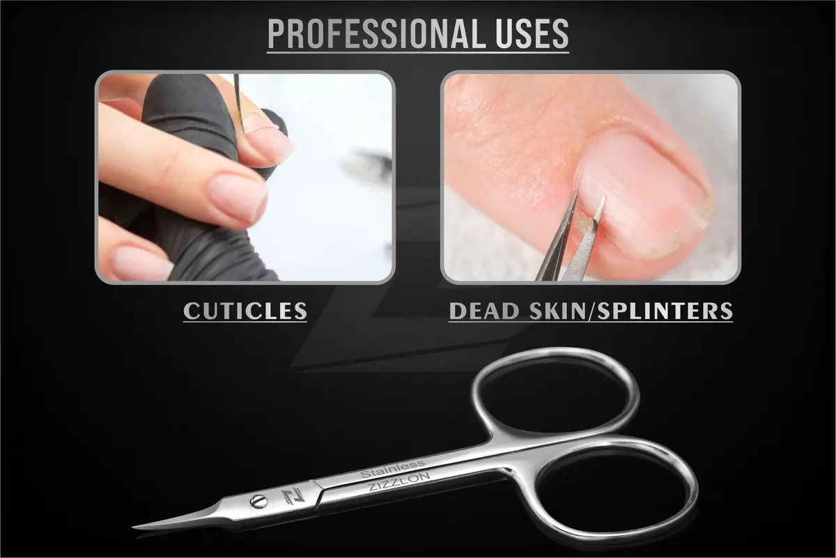 ZIZZLON Professional Cuticle Scissors Extra Fine Curved Pointed Tip 1.5cm (0.59in) | Surgical Grade Stainless Steel - view 3