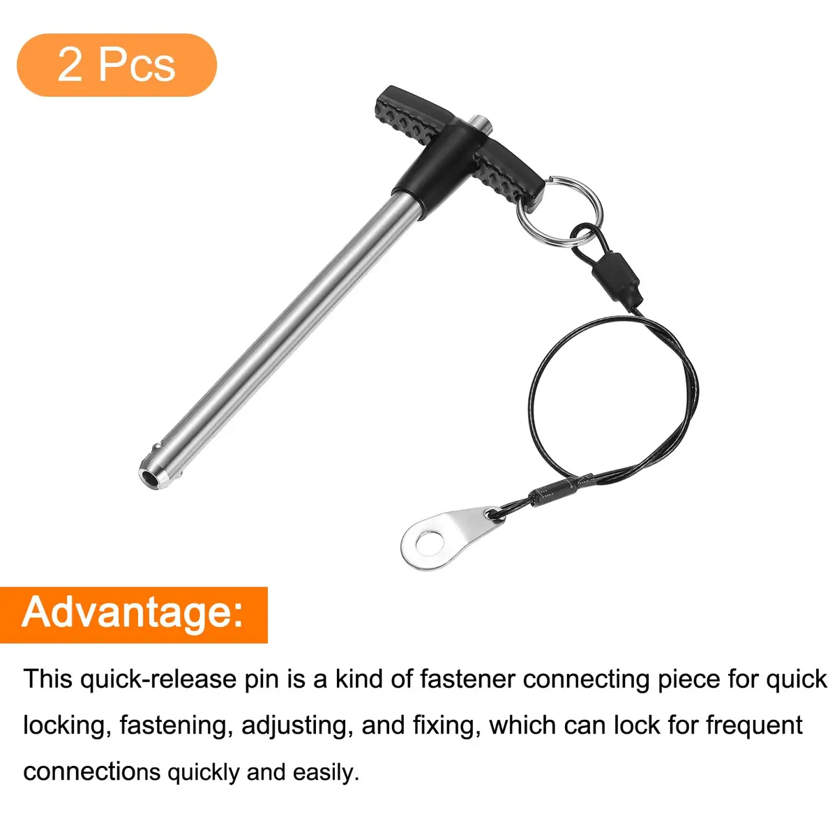 uxcell T Handle Lock Pins 8mm x 90mm Stainless Steel | Quick-Release Fastener for Industrial & Scientific Use - view 3