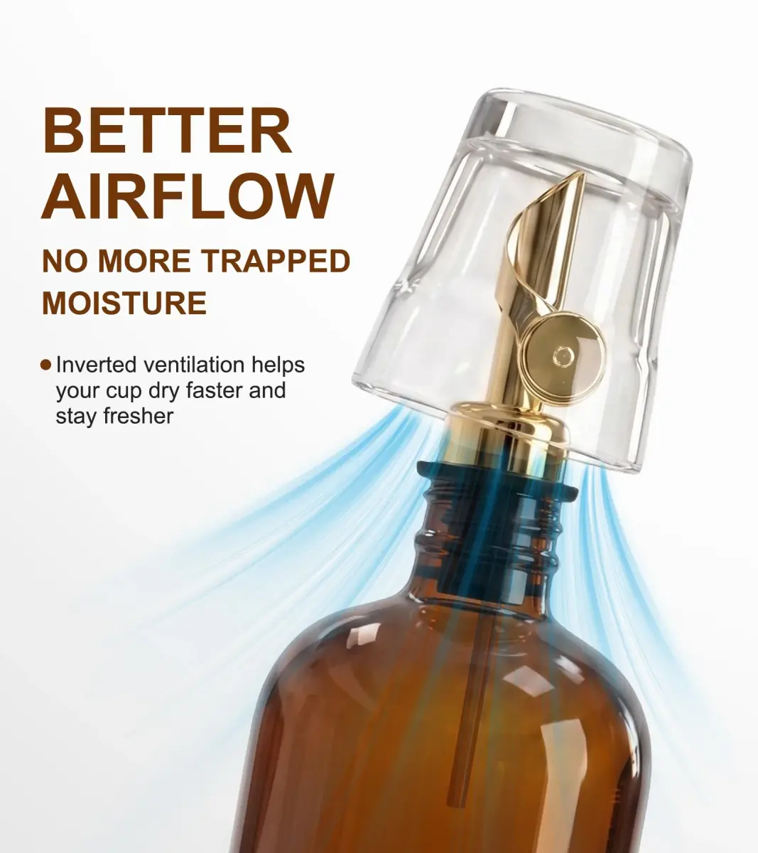 TOLDATLI Glass Mouthwash Dispenser 502ml (17 fl oz) with Auto-Flip Cap | Elegant Amber Bathroom Bottle - view 3