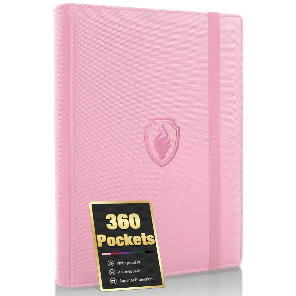 Fabmaker 9 Pocket Card Binder for 360 Cards, Pink | Archival Safe Trading Card Album with PU Cover - main product image