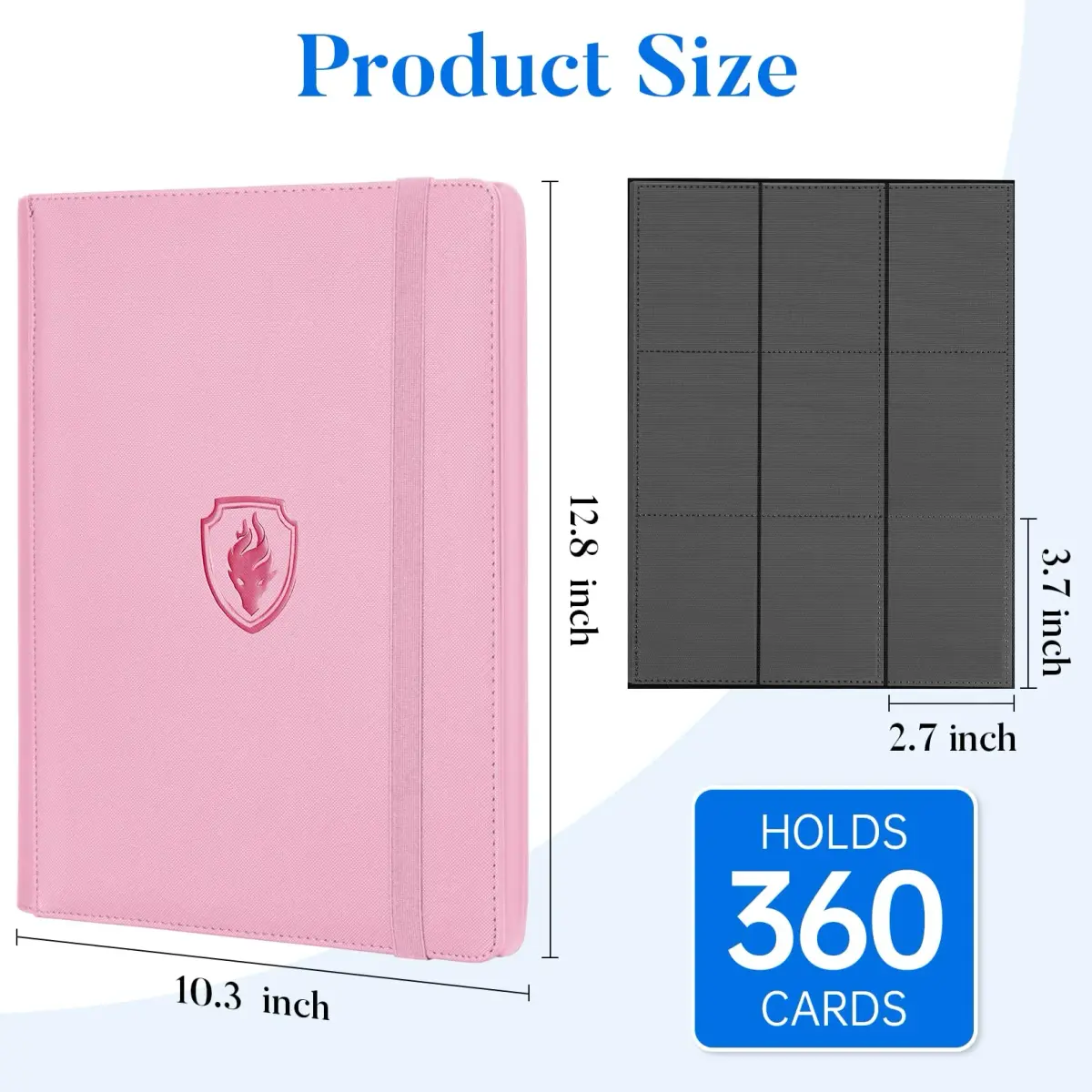 Fabmaker 9 Pocket Card Binder for 360 Cards, Pink | Archival Safe Trading Card Album with PU Cover - view 6