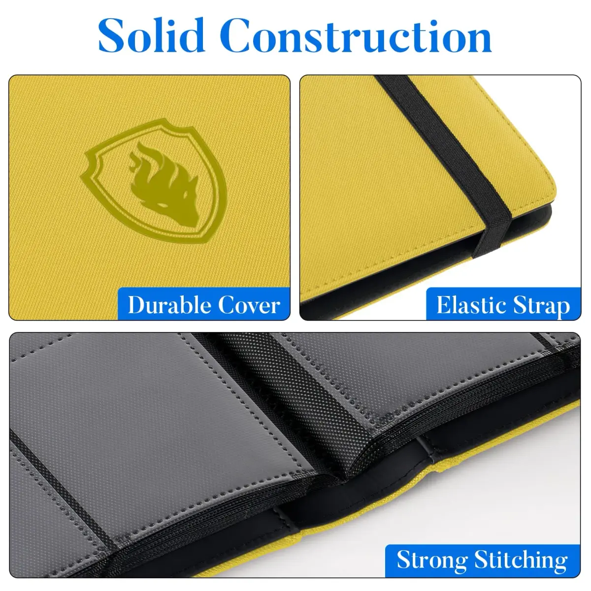 Fabmaker Premium 9 Pocket Card Binder, 540 Card Capacity, Yellow | Archival Safe & Padded Protection - view 2