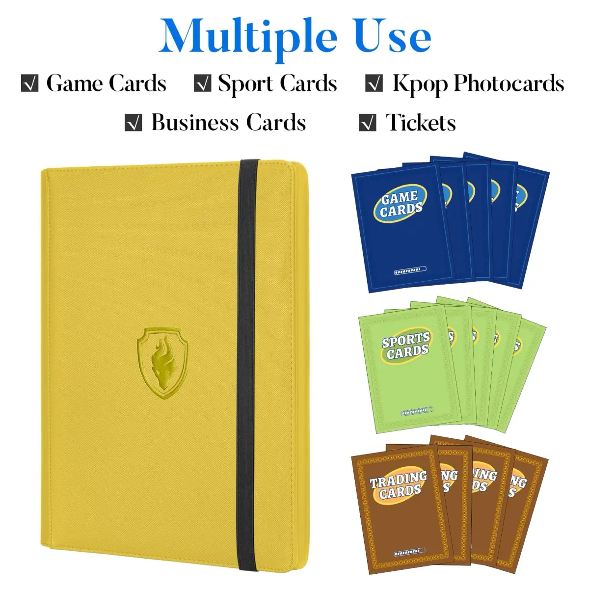 Fabmaker Premium 9 Pocket Card Binder, 540 Card Capacity, Yellow | Archival Safe & Padded Protection - view 3
