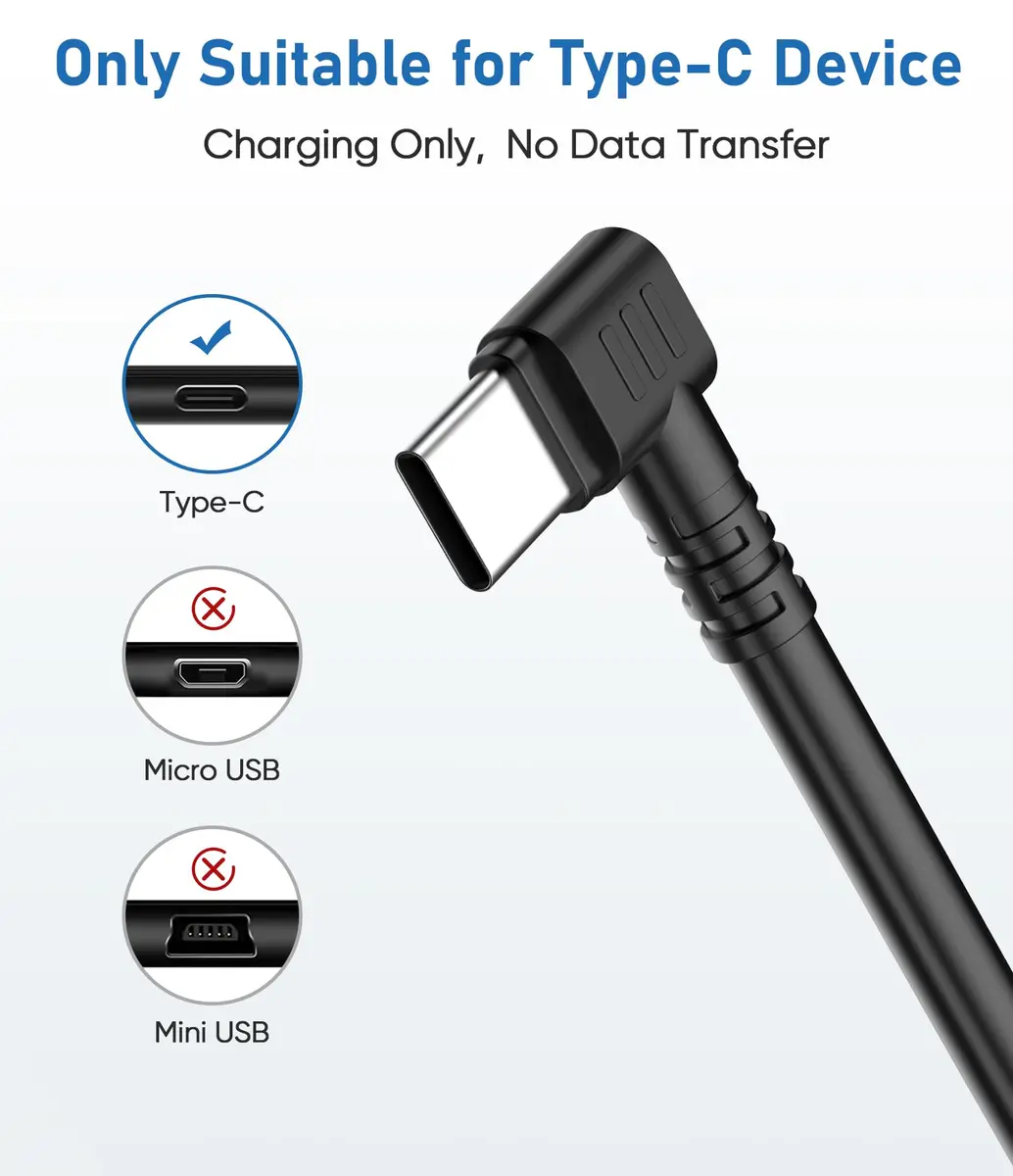 Gonifeto USB C to USB C Dash Cam Power Cord, 3Ft | Thick Copper Shielding & 90° Angle - view 6