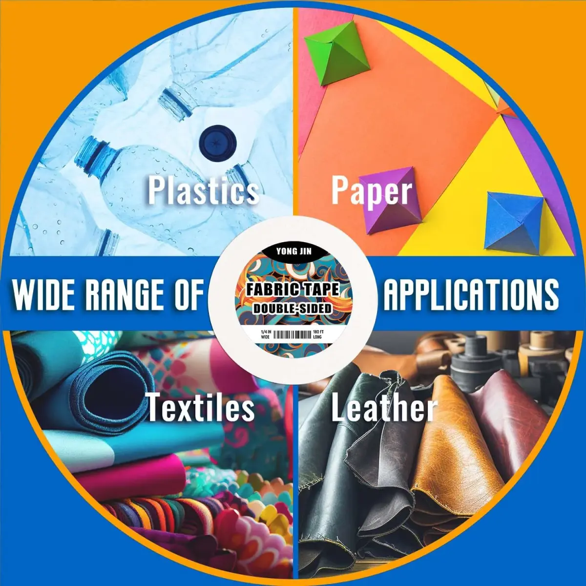 YONGJIN Double-Sided Fabric Tape 2 Rolls: 2/5 inch x 49ft & 1 inch x 49ft | No-Sew Hemming & Crafting - view 6