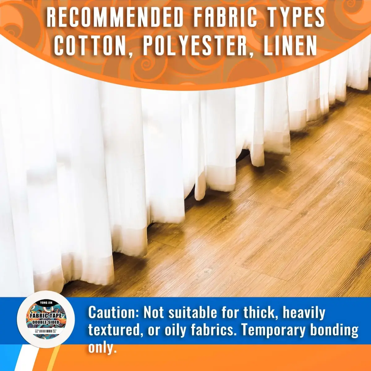 YONGJIN Double-Sided Fabric Tape (2 Rolls) — 1/4 inch & 1/2 inch Widths | No-Sew Hemming & Crafting - view 3