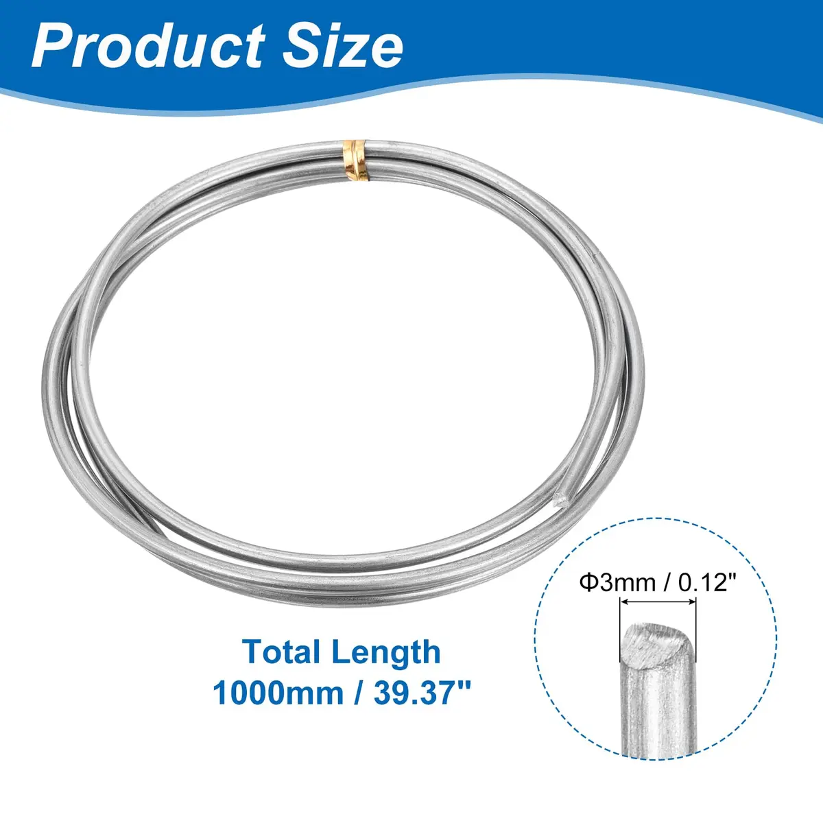 uxcell 99.99% Pure Zinc Wire 3mm (0.12 inch) x 1m (39.37 inch) | High Purity Metal for Experiments - view 2