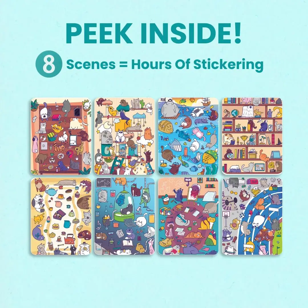 CUPKIN World of Cats 300+ Stickers & 8 Coloring Pages Activity Book | Spiral-Bound for Ages 2-8 Years - view 6