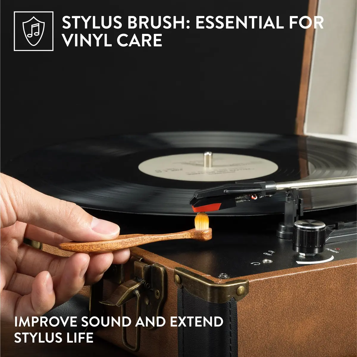 Big Fudge Vinyl Record Cleaning Kit - Collector's Edition - 100% Sapele Wood Vinyl Accessories - Velvet Vinyl Record Cleaner, Anti-Static Vinyl Brush, Stylus Brush and Vinyl Cleaner Solution w/Case - view 5