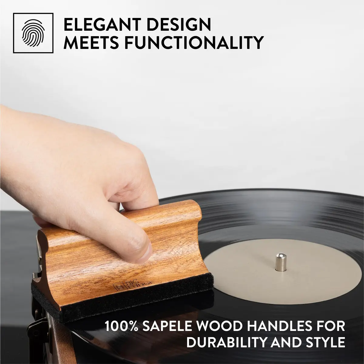 Big Fudge Vinyl Record Cleaning Kit - Collector's Edition - 100% Sapele Wood Vinyl Accessories - Velvet Vinyl Record Cleaner, Anti-Static Vinyl Brush, Stylus Brush and Vinyl Cleaner Solution w/Case - view 4