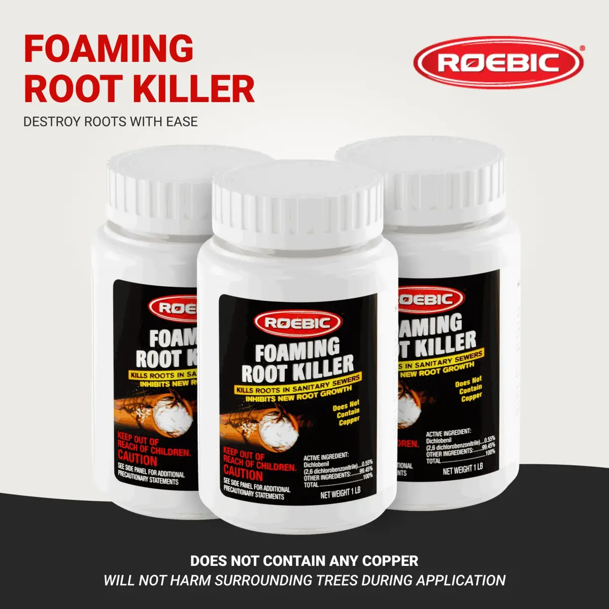 Roebic FRK Foaming Tree Root Killer 1.36 kg (3 lb) | Patented Formula for Pipes & Septic Systems - view 2